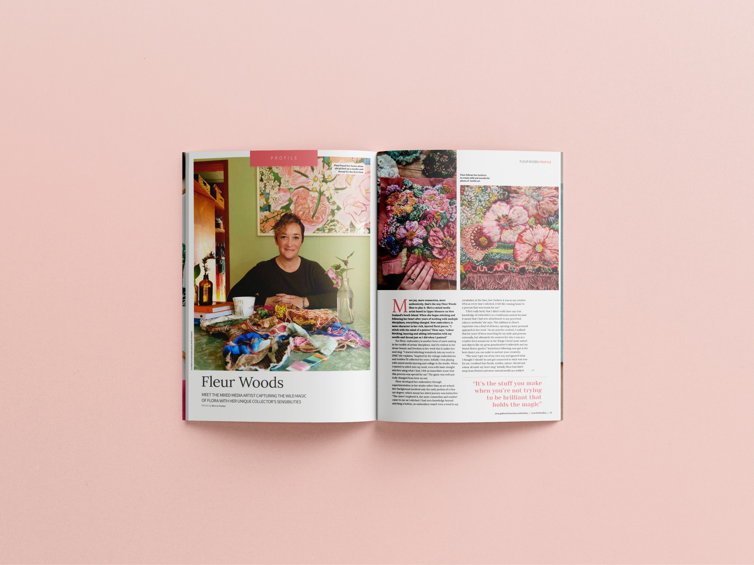 Emblem design for Madame FC depicting an M monogram in a circle with the words "Madame FC EST. 2003" inside on top of a background image of a soccer stadium.