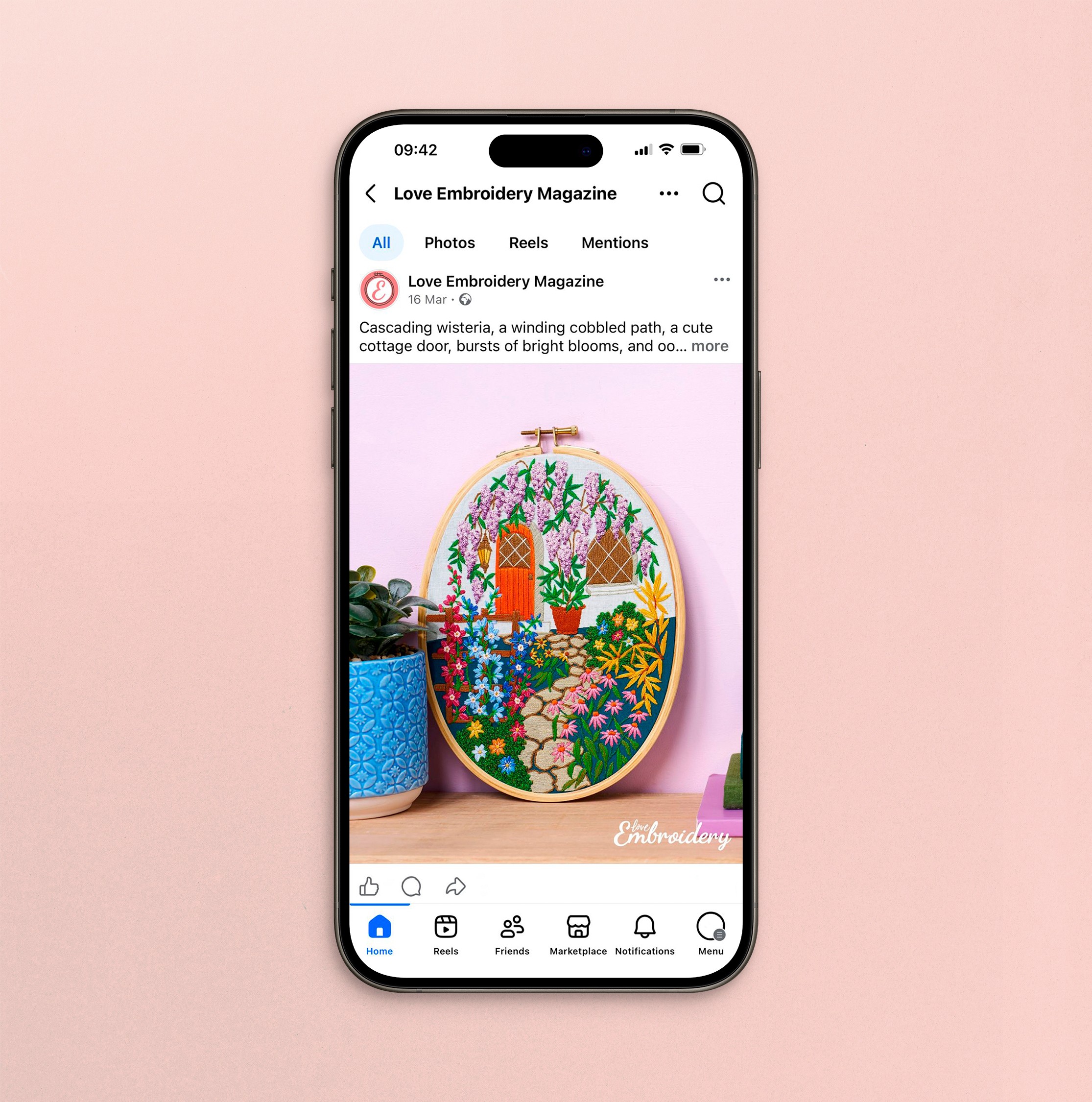 Graphic depicting a hexagonal cropped photo of an interior room design with grid lines along its borders.